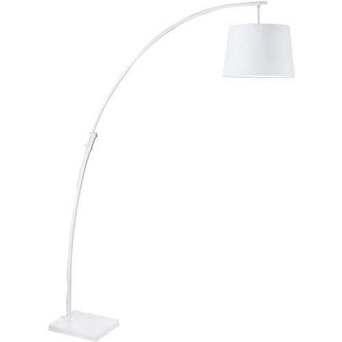 Lampadaire Métal Base en marbre Aj Tube Tissu Blanc ARCG  3S. x Home  - Lampe blanche design