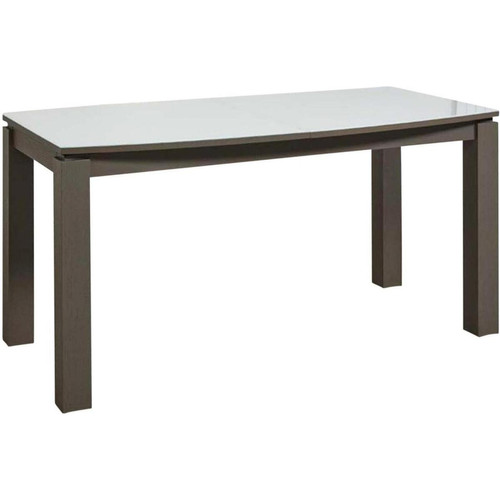 Table de repas en bois avec rallonge plateau en verre extra blanc ARROWS Blanc et Marron