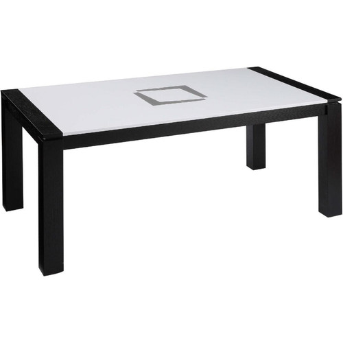 Table de repas avec allonge plateau verre ECLIPSE Noir et Blanc  - 3S. x Home - Table en verre design
