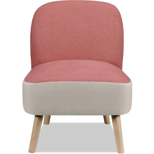 Fauteuil design bicolore en tissu DOPIO Rose 3S. x Home  - Pouf et fauteuil design