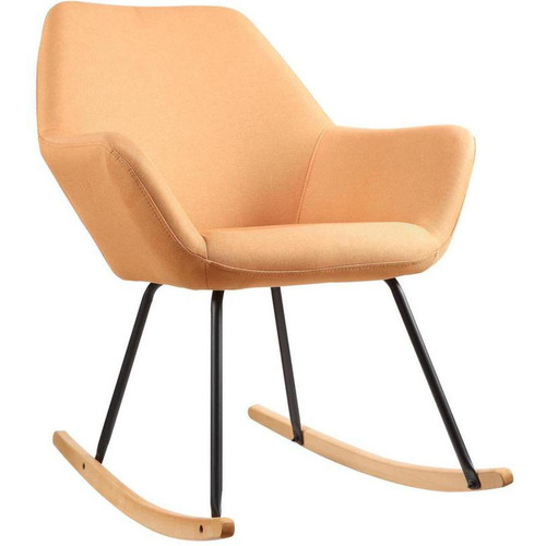 Rocking chair branchée en tissu avec structure en metal et bois NORTON Orange