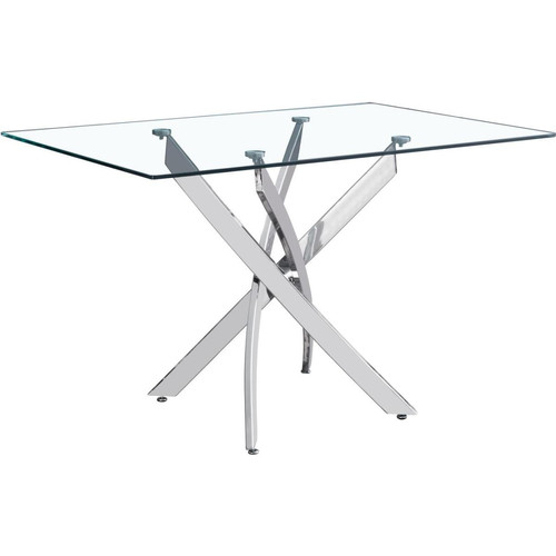 Table de repas rectangle 130cm pieds en métal chrome et plateau en verre ROMI Argent - 3S. x Home - Table en verre design