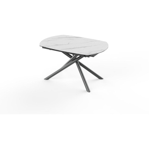 Table de repas plateau ovale et pieds en métal noir  BRIGA Blanc 3S. x Home  - Table design