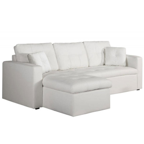 Canapé d'angle modulable et convertible 3 places blanc Enzo 3S. x Home  - Canape blanc design