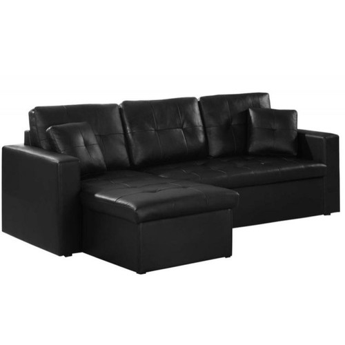 Canapé d'angle modulable et convertible 3 places noir Enzo 3S. x Home  - Canape simili cuir