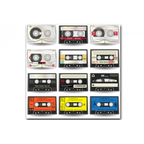 Tableau Disco Music Cassette Retro 60X60 cm DeclikDeco  - Déco et luminaires