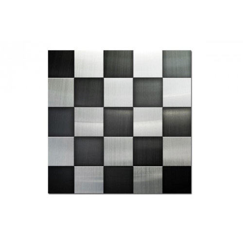 Tableau Abstrait Ton Noir et Argent Damier 50X50 cm DeclikDeco  - Tableaux design