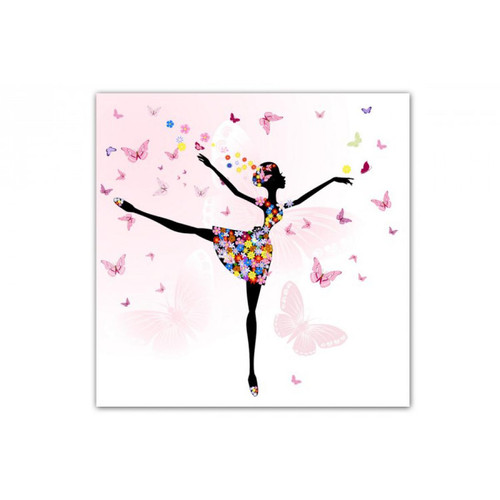 Tableau enfant Fée Danseuse 60X60 cm DeclikDeco  - Tableau design rose