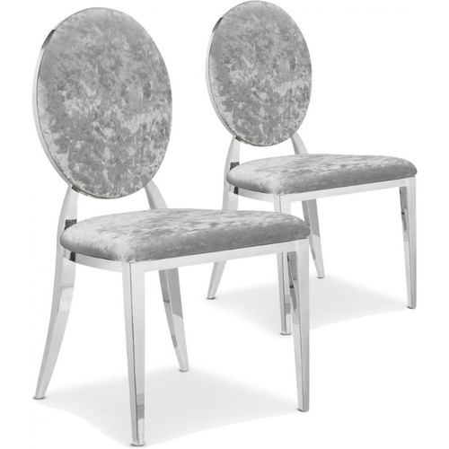 Lot de 2 chaises velours Ariane Argent 3S. x Home  - Chaise tissu design