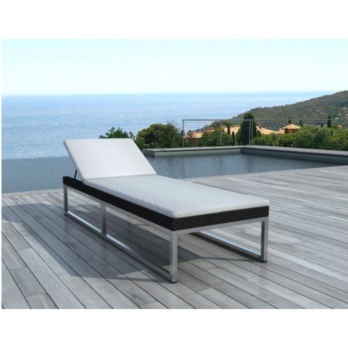 Transat design noir et blanc avec pieds en alu SUMO - 3S. x Home - Fauteuil et chaise de jardin design