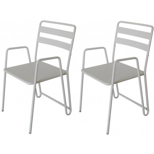 Lot de 2 Chaises cosy et moderne en métal 3S. x Home  - Chaise de jardin blanche