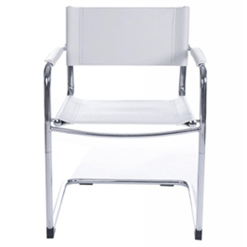 Chaise blanche en métal Dallas 3S. x Home  - Chaise simili cuir design