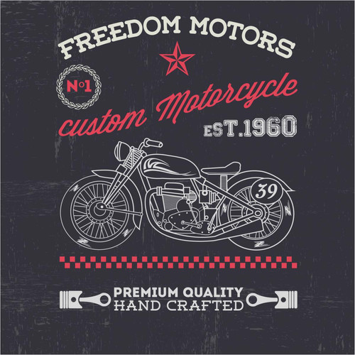 Tableau Retro Freedom Motors 50X50 DeclikDeco  - Tableau design rouge