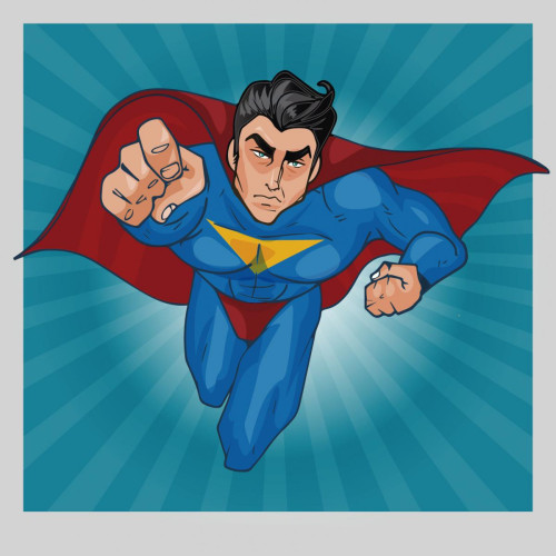 Tableau Pop Art Heros Superman 50X50 DeclikDeco  - Tableau design bleu