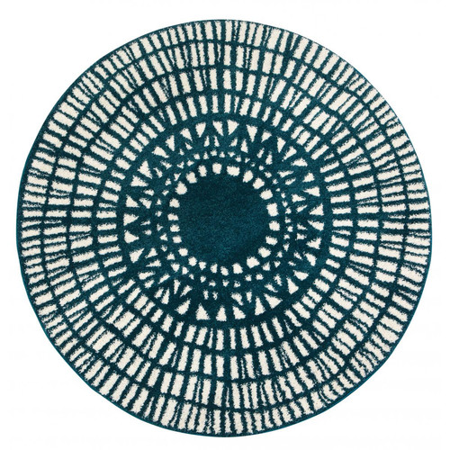 Tapis Paon diamètre 160 cm NOA - 3S. x Home - Tapis bleu