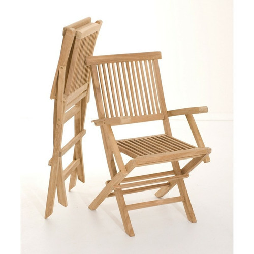 Ensemble de 2 fauteuils de jardin Java en bois Teck Macabane  - Fauteuil et chaise de jardin design