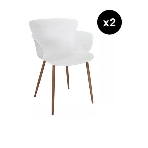 Lot de 2 Fauteuils LORENS Blanc 3S. x Home  - Pouf et fauteuil design