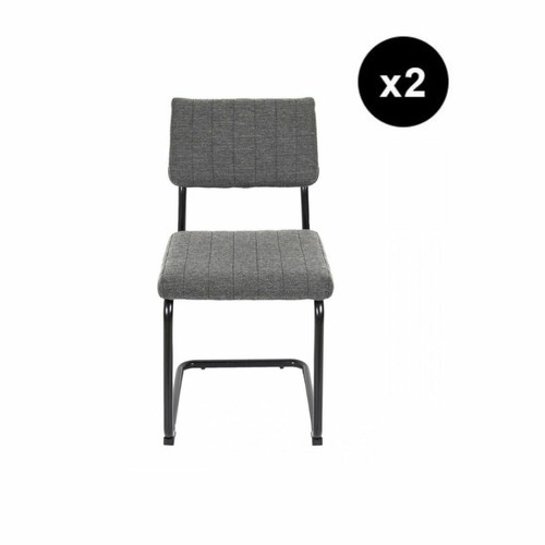 Lot de 2 Chaises ALBAN Gris Chiné 3S. x Home  - Chaise metal design
