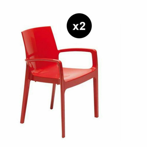 Lot de 2 Chaises Design Rouge Genes 3S. x Home  - Lot de 2 chaises design