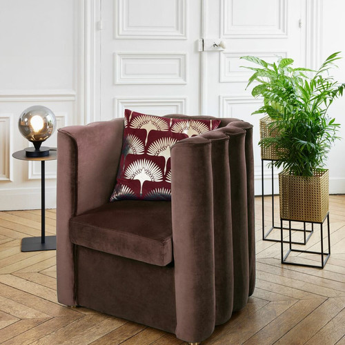 Fauteuil vintage en velours marron POTIRON PARIS  - Pouf et fauteuil design