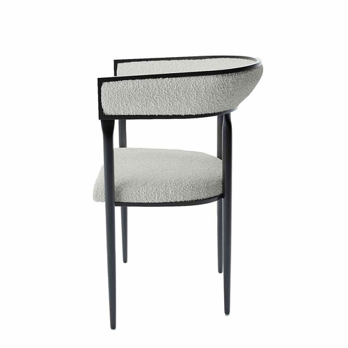 Chaise de salle à manger design en tissu bouclette Aurore blanche