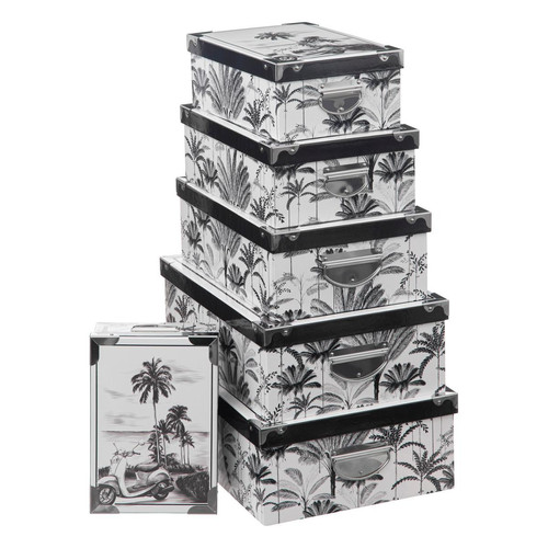 6 boîtes coins metal noir et blanc  3S. x Home  - Boite de rangement noire