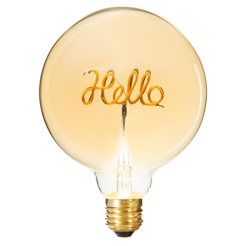 Ampoule LED mot "Hello" ambrée E27