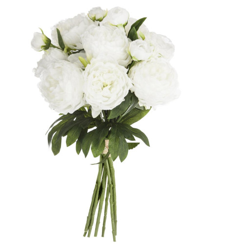 Bouquet de 13 pivoines blanches H50 cm 3S. x Home  - Deco plantes fleurs artificielles