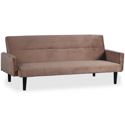 Canapé Convertible Clic-Clac BERTO 3 Places Velours Taupe 3S. x Home  - Canape velours