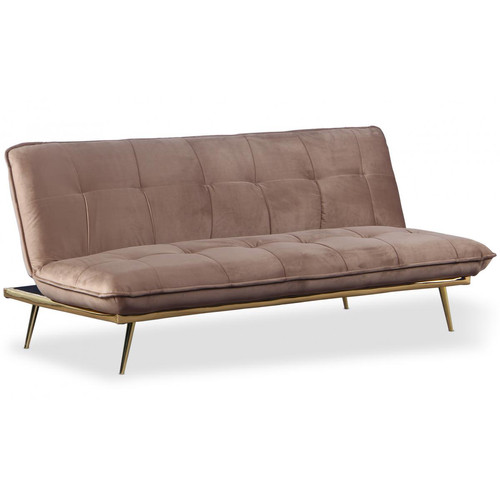Canapé Convertible Clic-Clac BRICE Velours Taupe - 3S. x Home - Canape scandinave