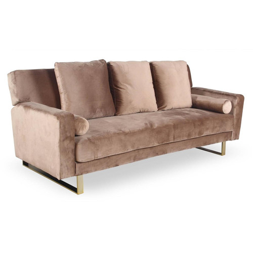 Canapé convertible clic-clac Djobi Velours Taupe Pied Or 3S. x Home  - Canape d angle design