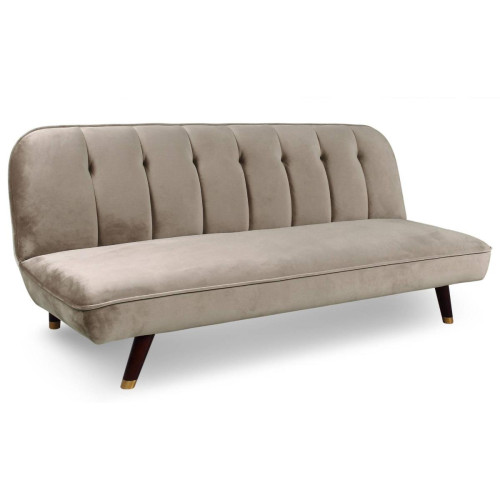 Canapé convertible clic-clac Olympia Velours Taupe 3S. x Home  - Canape marron