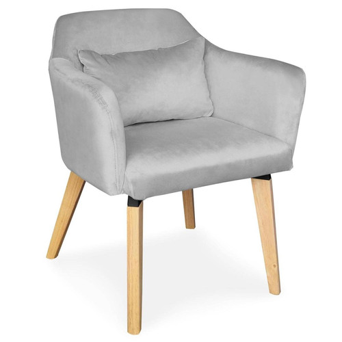 Chaise / Fauteuil scandinave Shaggy Velours Argent 3S. x Home  - Chaise design