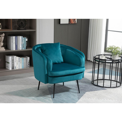 Fauteuil de salon design pieds en métal Bleu DUKE 3S. x Home  - Pouf et fauteuil design