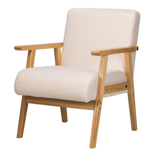 Fauteuil de Salon Scandinave avec Structure Bois LOUIS-BLANC 3S. x Home  - Pouf et fauteuil design