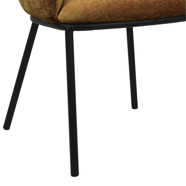 fauteuil de table en tissu chenillé Moutarde et métal noir