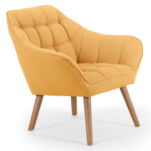 Fauteuil Scandinave ZENTAO Tissu Jaune 3S. x Home  - Pouf et fauteuil design