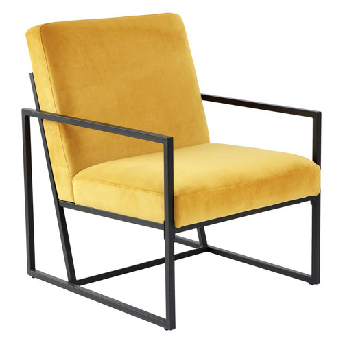 Fauteuil Velours Ocre Contemporain 3S. x Home  - Pouf et fauteuil design
