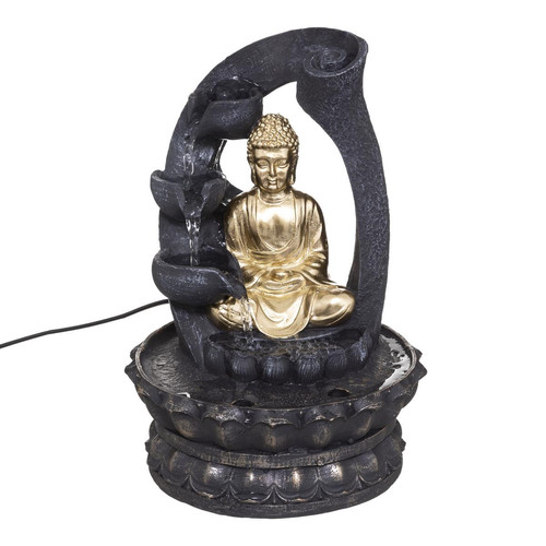 Fontaine Bouddha Doré H 27 cm 3S. x Home  - Statue noire