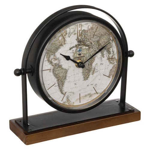 Horloge à poser "Flavia" métal et bois noir 3S. x Home  - Horloge design noire
