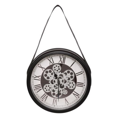 Horloge avec lanière "Peter" D40cm noir et blanc