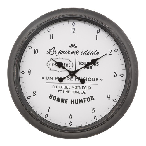 Horloge en plastique “Citation Liv” noir et blanc 3S. x Home  - Edition Vintage Déco et Luminaires