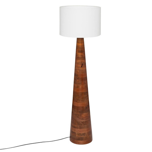 Lampadaire droit en résine et  manguier "Aina"  - 3S. x Home - Lampe blanche design