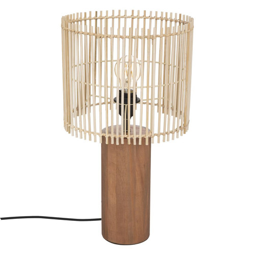 Lampe "Davys" bambou et pin marron H48 cm