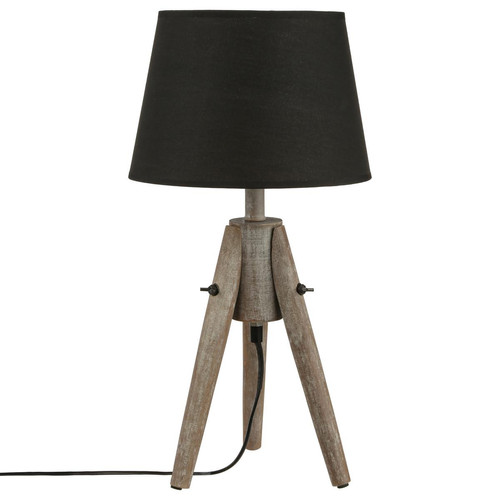 Lampe en bois et abat-jour cône 3S. x Home  - Lampe a poser noire