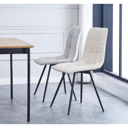 Lot de 2 chaises Scandinaves en Métal Beige BJORN 3S. x Home  - Chaise tissu design