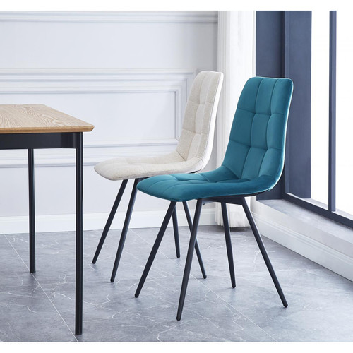 Lot de 2 chaises Scandinaves en métal Bleu BJORN 3S. x Home  - Chaise bleu design