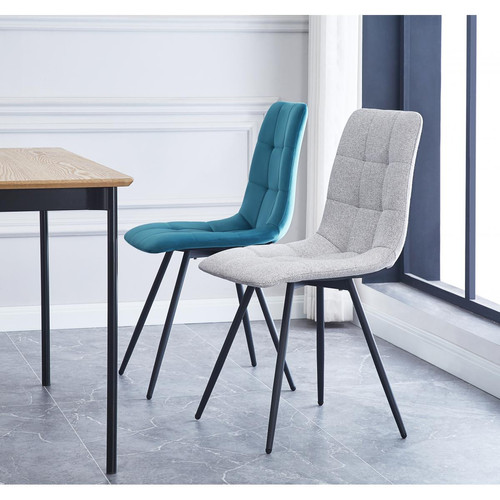 Lot de 2 chaises Scandinaves en Métal Gris BJORN 3S. x Home  - Chaise tissu design