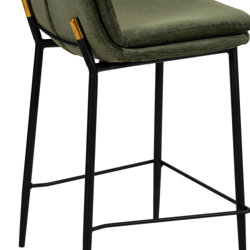 lot de 2 chaises de bar tissu chenillé Sauge et métal noir mat