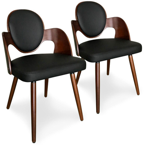 Lot de 2 chaises scandinaves GALWAY Bois Noisette et Noir 3S. x Home  - Chaise simili cuir design